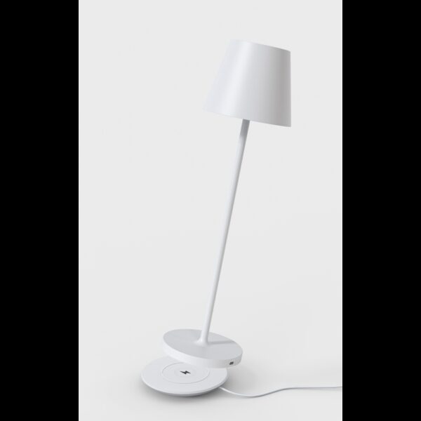 Opladelig bordlampe, udendørs, 2700K, RA97, dæmpbar, hvid, med opladerfod - Calida Mini