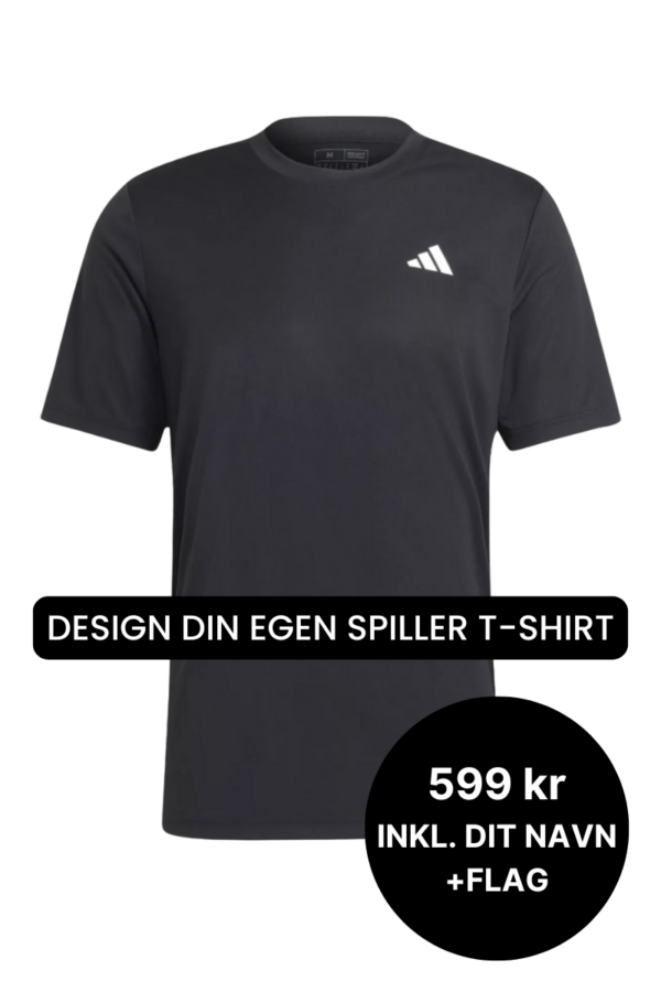 Adidas Club T-shirt - Sort - Spiller T-shirt med navn -