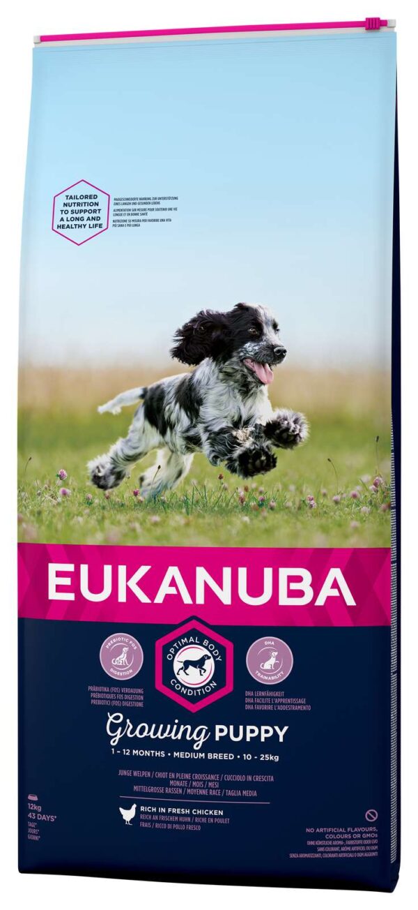 Eldorado  - Eukanuba puppy M kylling & ris 12kg - Hundefoder