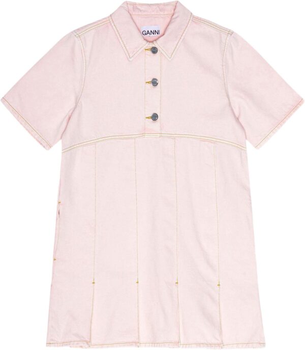 Overdyed Denim Mini Dress Chalk Pink