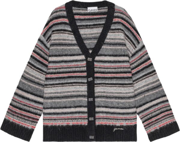 Soft Wool Stripe Boxy Cardigan Phantom