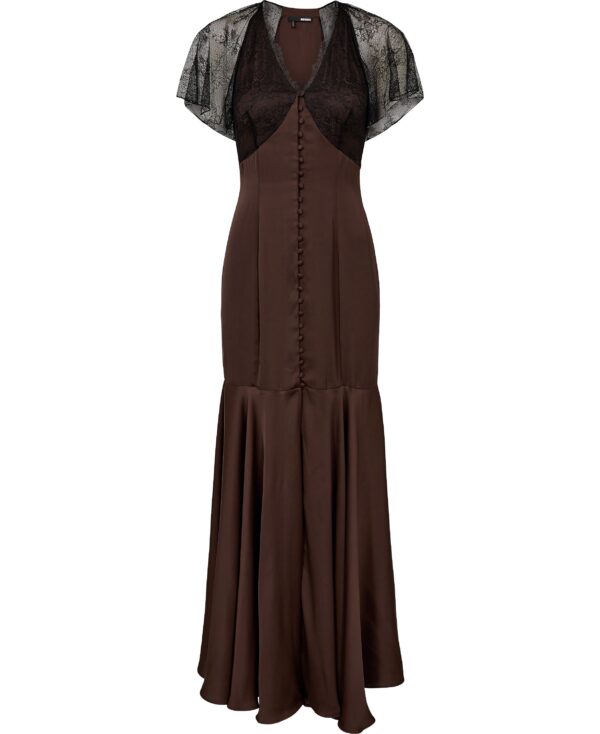 Lace Maxi Vneck Dress Chicory Coffee