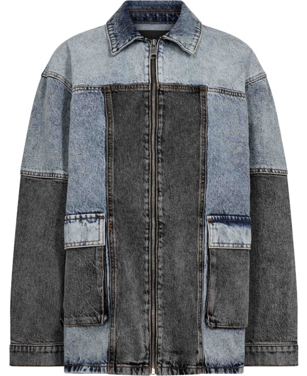 Oversized Patchwork Jacket Medium Blue Denim