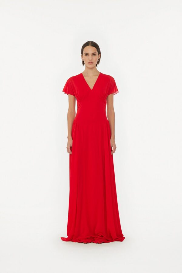 Maxi Vneck Dress Racing Red