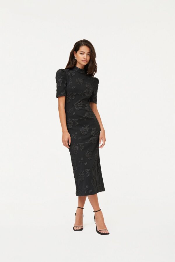 Jacquard Midi Dress Black