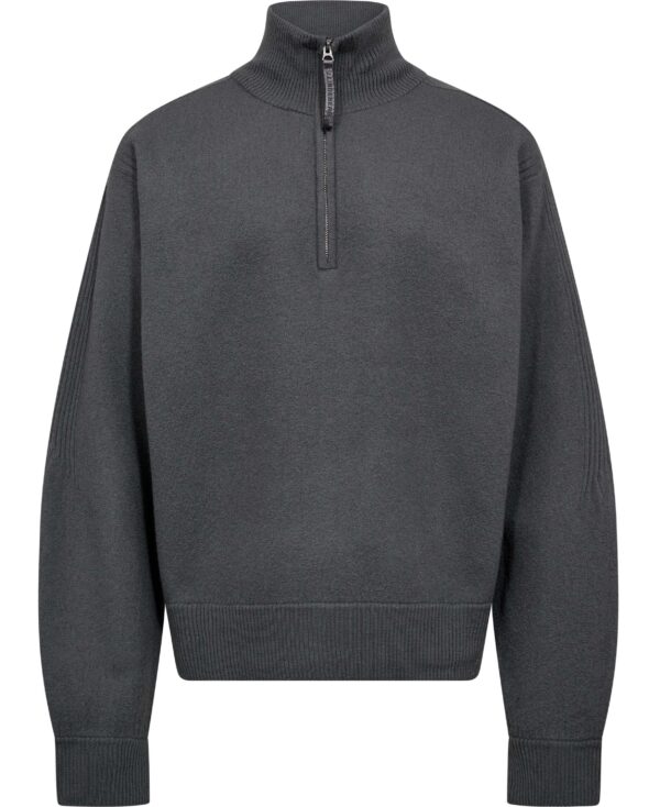 Bon Boiled Wool Quarter Zip Lava Smoke