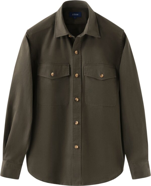 Dark Green Heavy Twill Overshirt Grøn