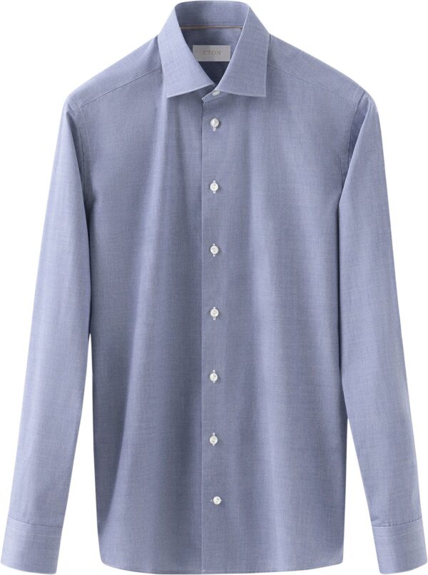 Slim Fit Dark Blue Chambray Elevated Poplin Shirt Blå