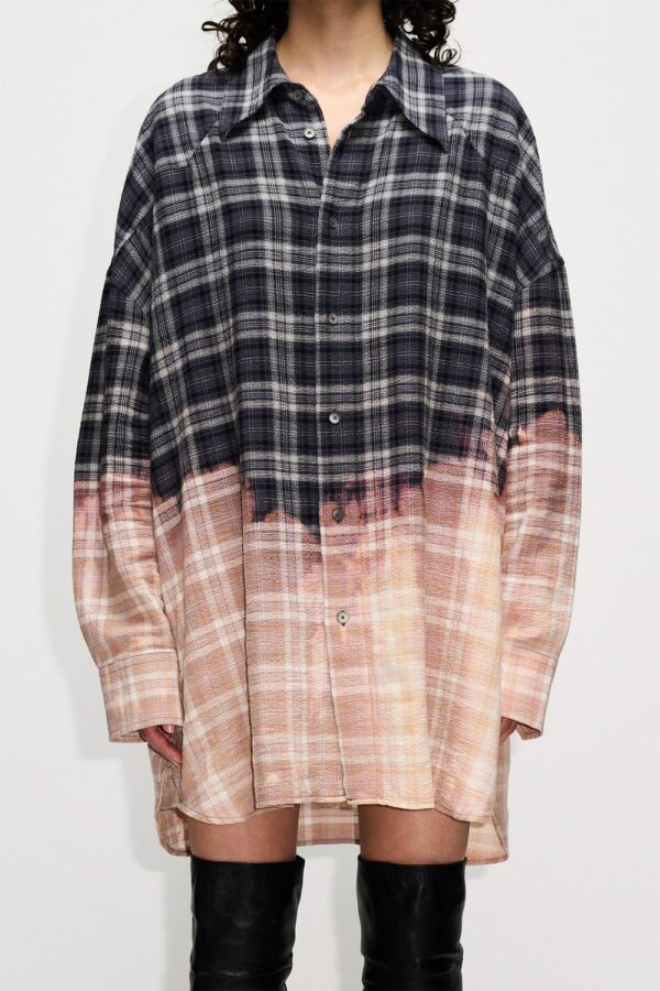 Overgrown Shirt Bleached Away Black Check