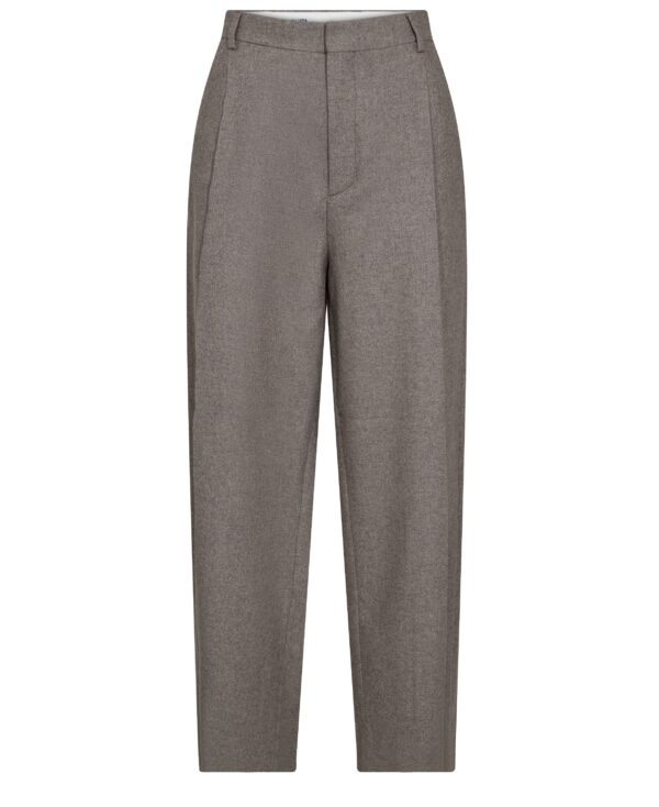 Wide Pleated Flannel Trousers Driftwood