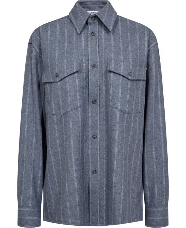 Brushed Wool Overshirt Grey Blue