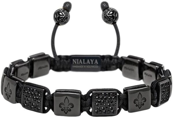 Men's Ceramic Flatbead Bracelet in Black Black