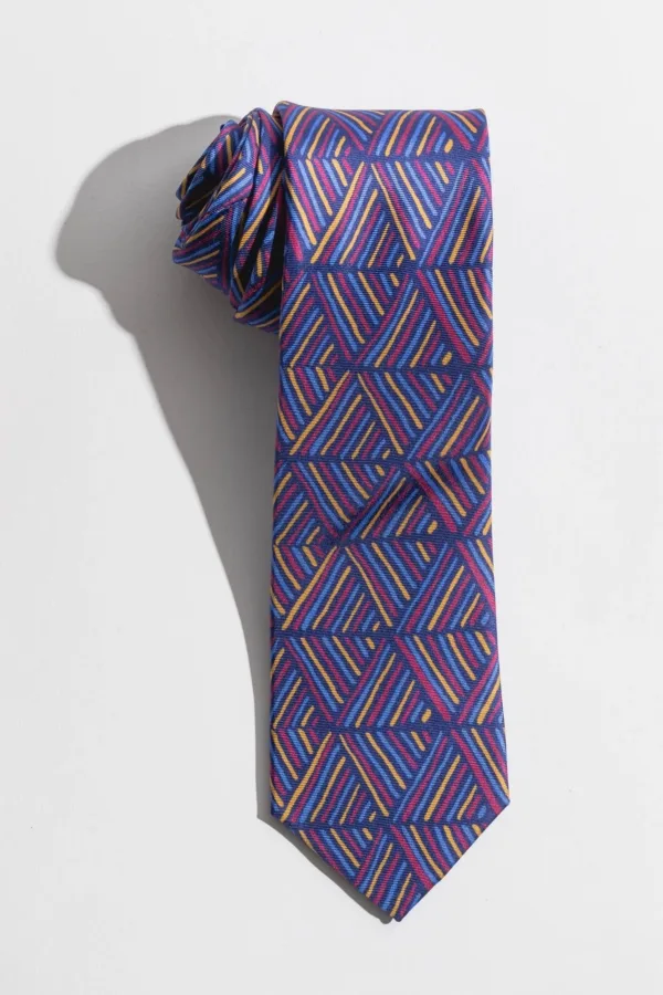 Malik Navy Burgundy Blue Silk Tie