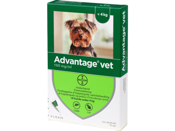 Advantage  loppemiddel til hund 0-4 kg 4 pipetter