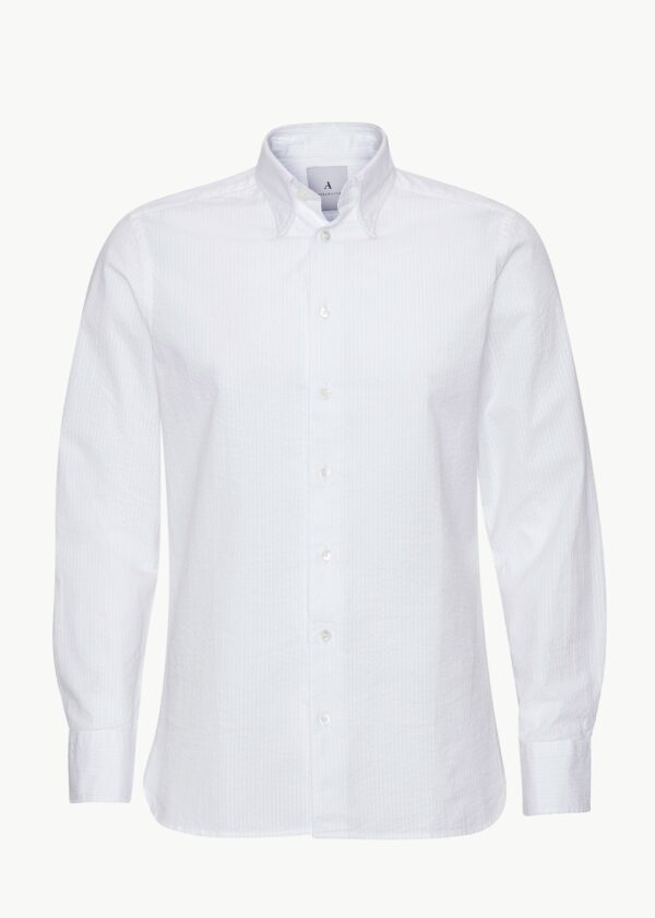 Seersucker Shirt, Pure White - Str: S - Cotton