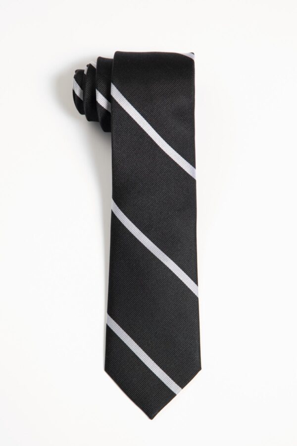 Black White League Silk Tie