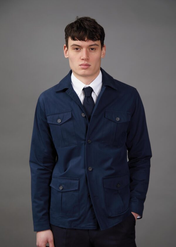 Brushed Cotton Safari Jacket, Navy - Str: S