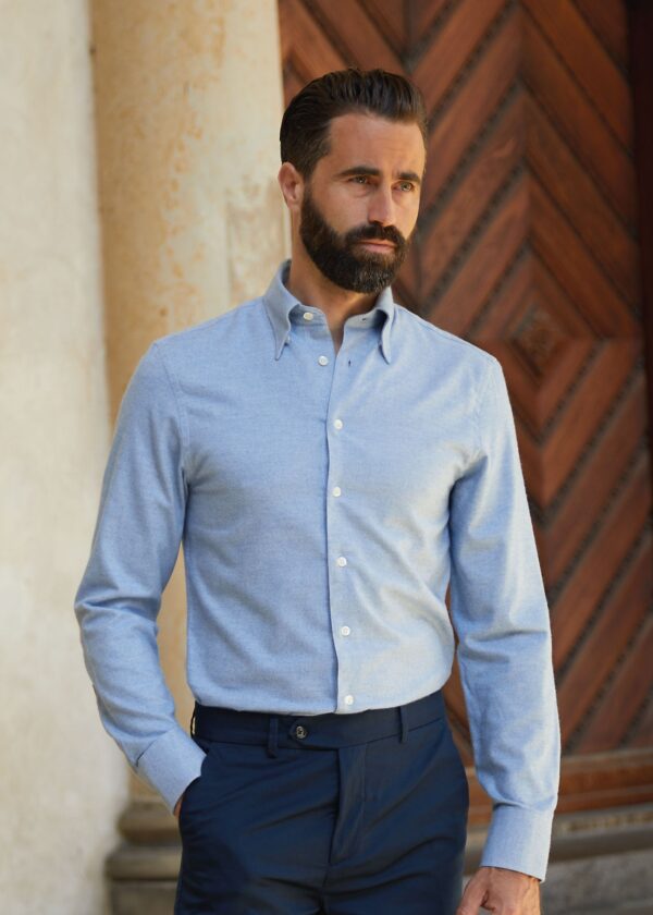 Cashmere-Cotton Shirt, Light Blue - Str: L