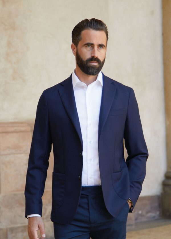 Hopsack Blazer, Unstructured, Navy - Str: M / 48