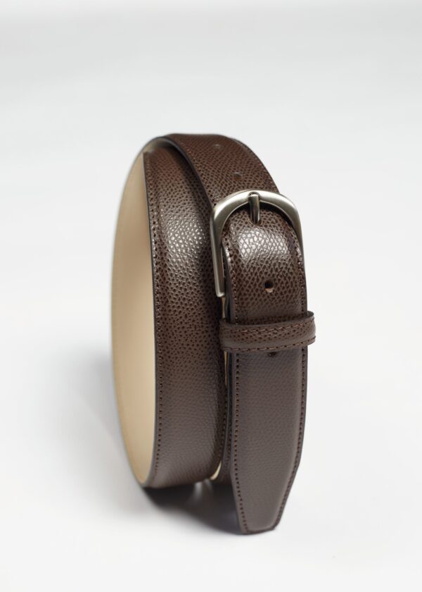 Brown Pebble Grain Leather Belt