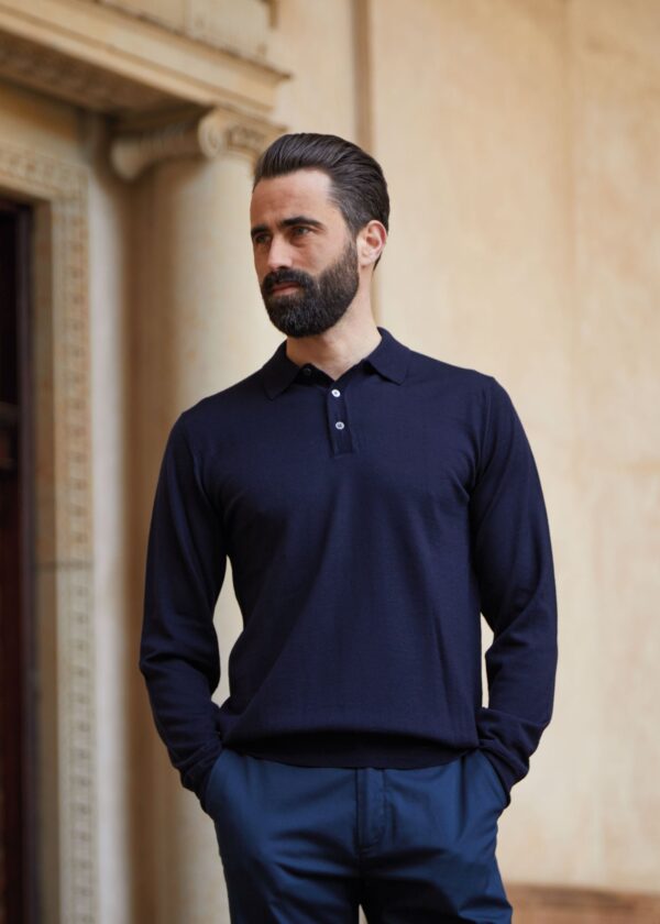 Merino Polo, Dark Navy - Str: XXL - Cotton