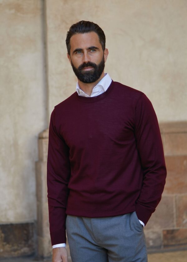 Merino Pullover, Burgundy - Str: M - Cotton