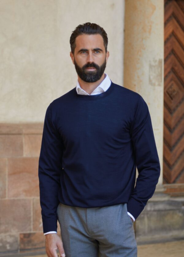 Merino Pullover, Dark Navy - Str: M - Cotton