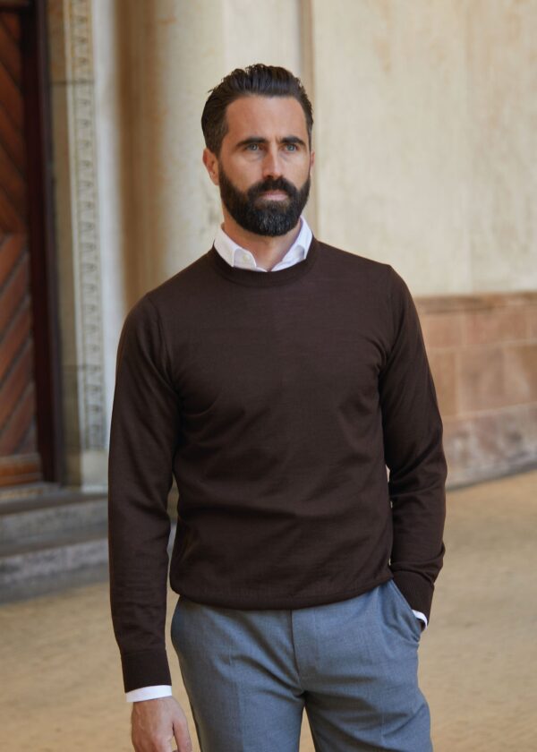 Merino Pullover, Espresso - Str: M - Cotton