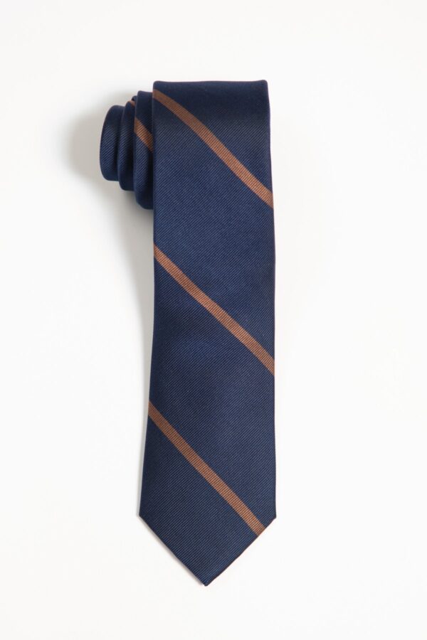 Navy Brown League Silk Tie