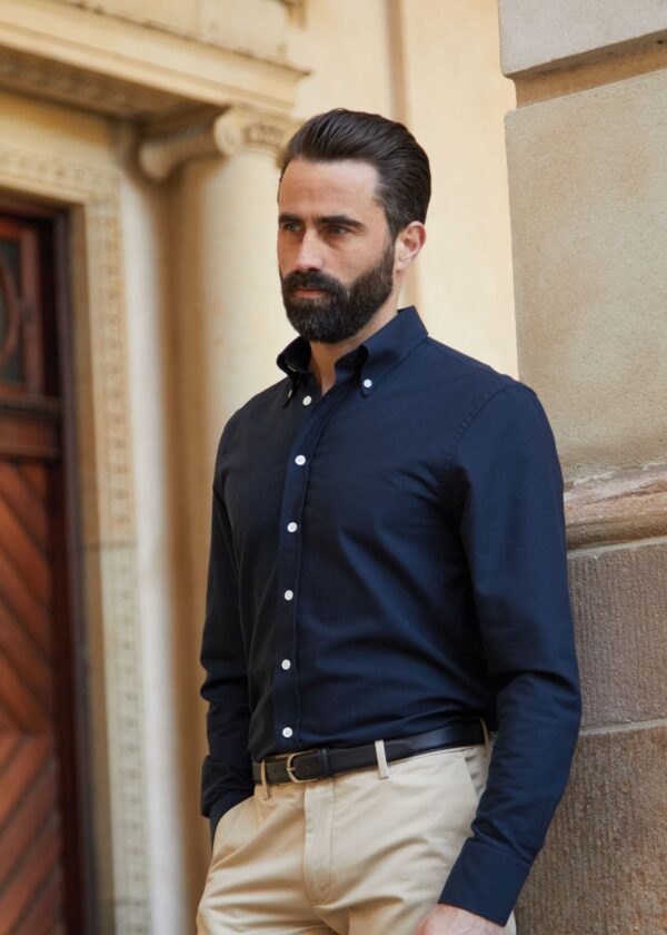 Oxford Shirt - Dark Navy - Str: M - Cotton