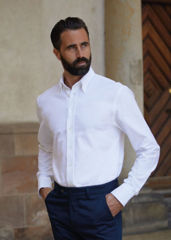 Oxford Shirt - Pure White - Str: L - Cotton