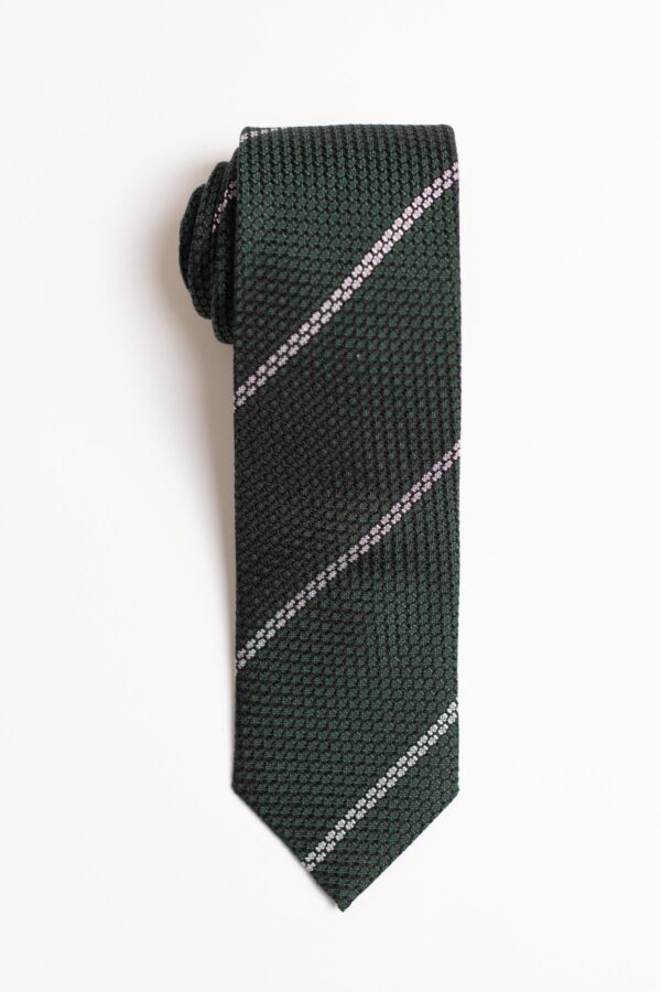 Green White Striped Grenadine Tie