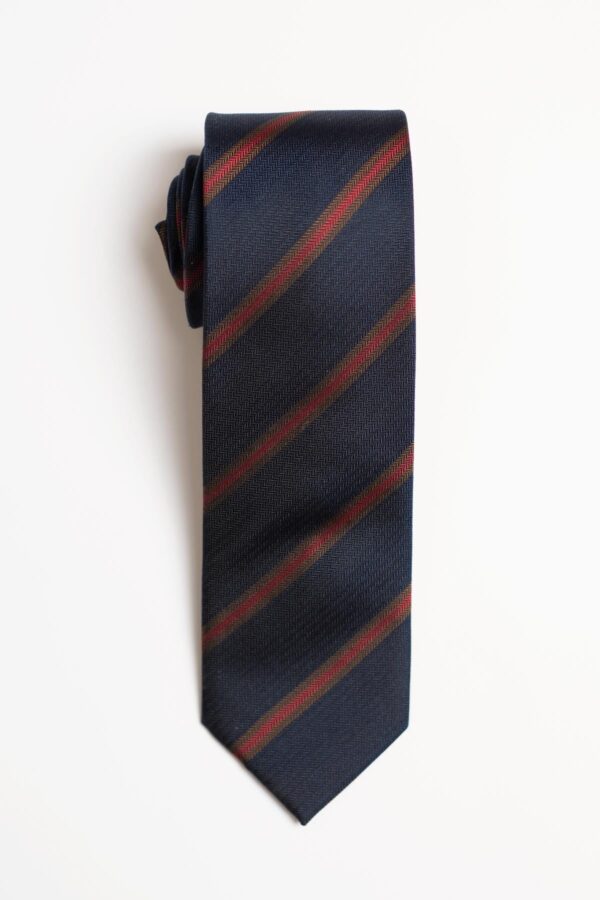 Navy Herringbone Silk Tie