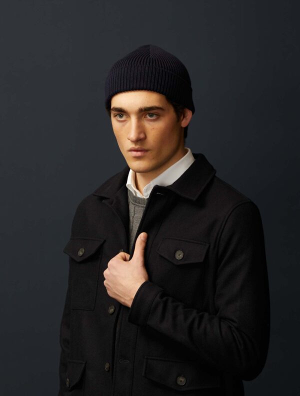 Merino Beanie, Dark Navy - Str: One-Size - Waxed Cotton