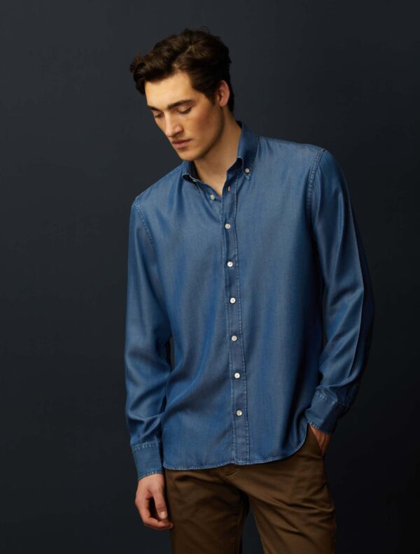 Tencel Shirt, Denim - Str: XXL - Cotton