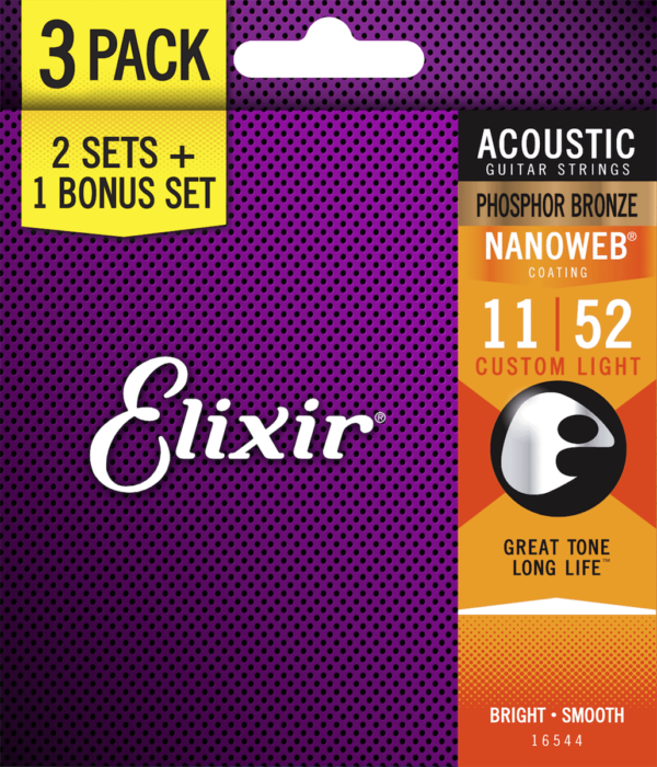 Elixir Nanoweb 3 PACK 16544 11-52 Custom Light