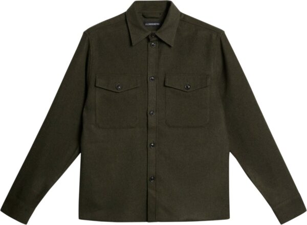 Flat Wool Overshirt Forest Green