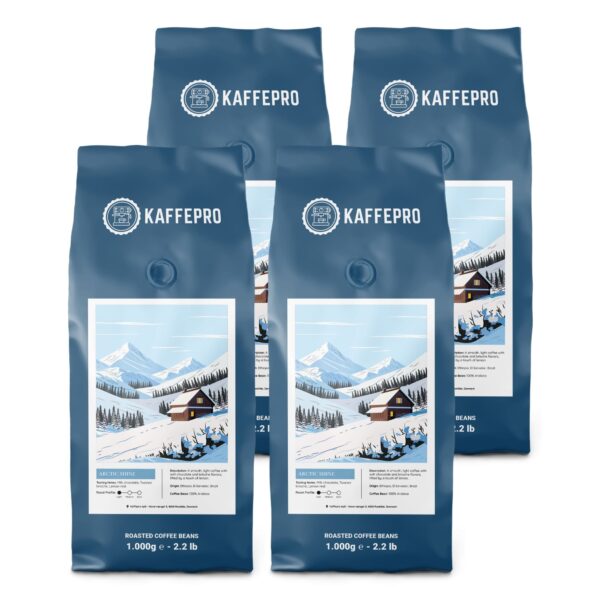 Kaffepro Arctic Shine - Kaffepakke: 4 x 1kg Kaffebønner - 4 x 1kg