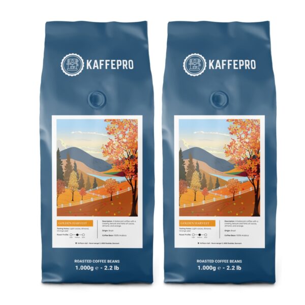 Kaffepro Golden Harvest - Kaffepakke: 2 x 1kg Kaffebønner - 2 x 1kg