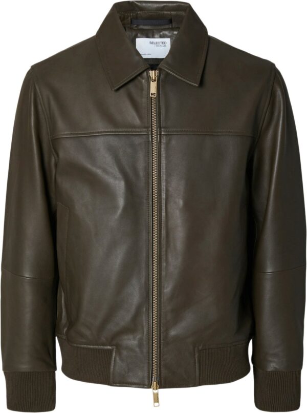 Slhdeon Leather Jacket Brun