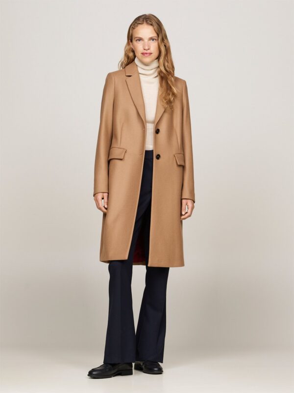 Wool Blend Classic Coat Light Sepia Brown