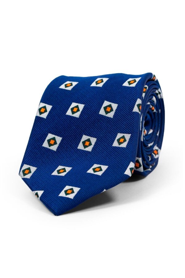 Blue Orange Triple Square Silk Tie