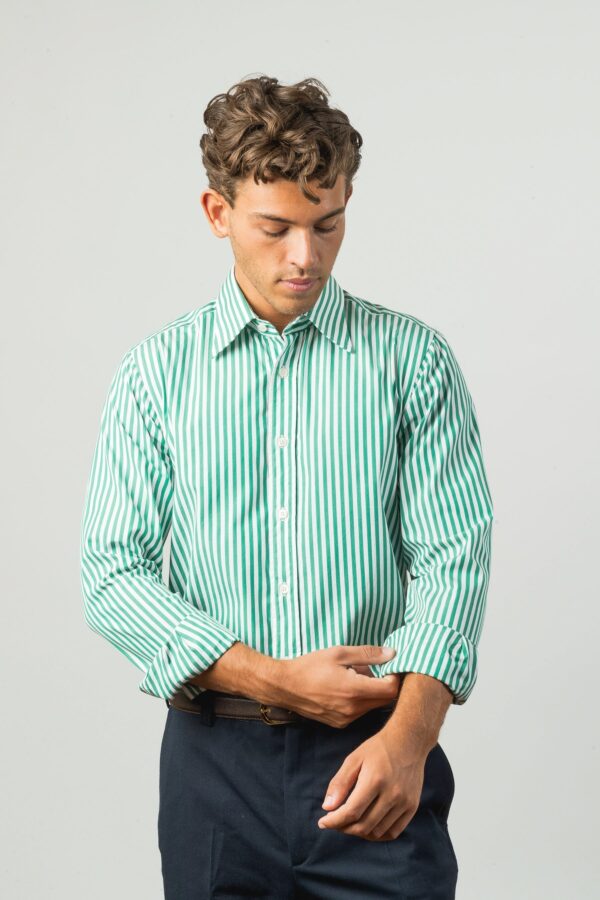 Green Striped Poplin Shirt