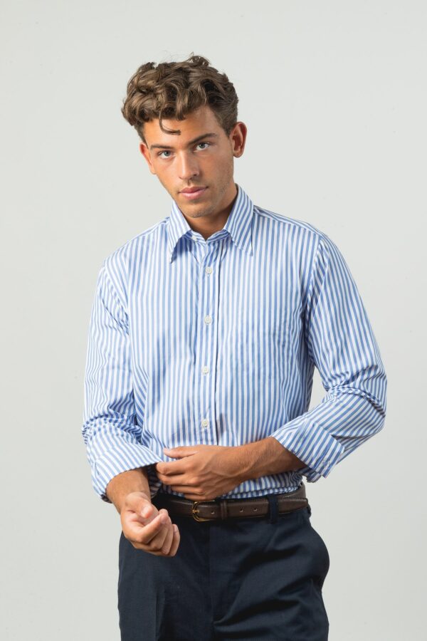 Blue Striped Poplin Shirt