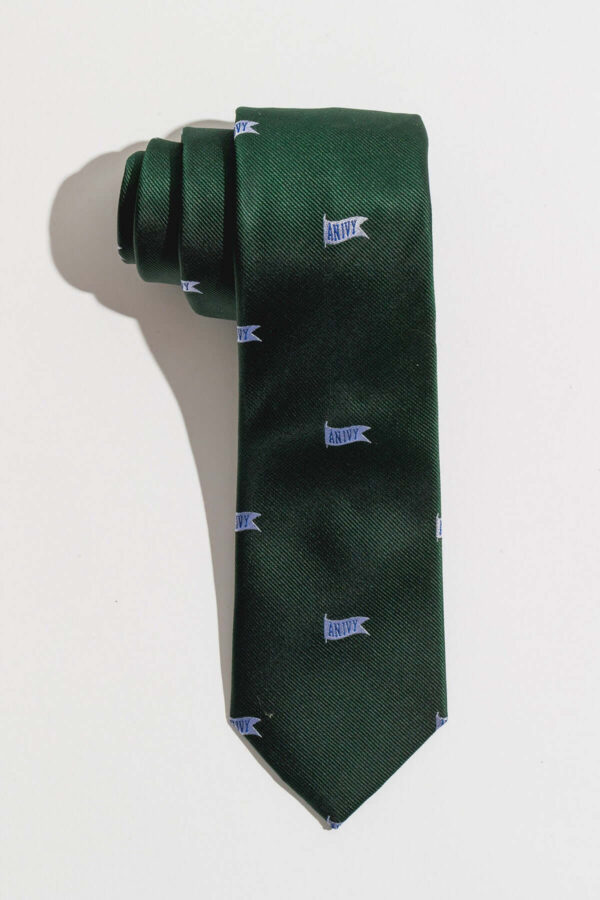 Allover Green AN IVY Flag Silk Tie