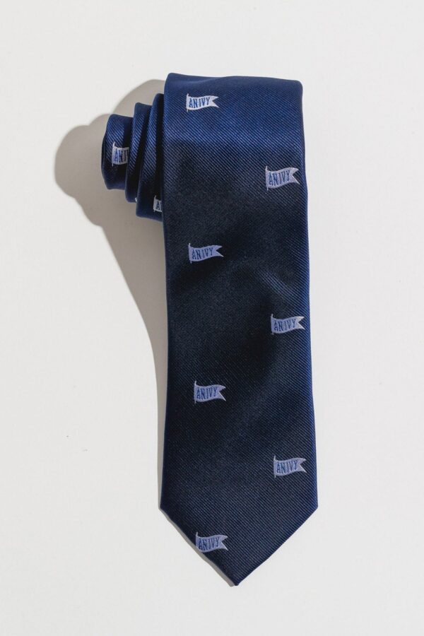 Allover Navy AN IVY Flag Silk Tie