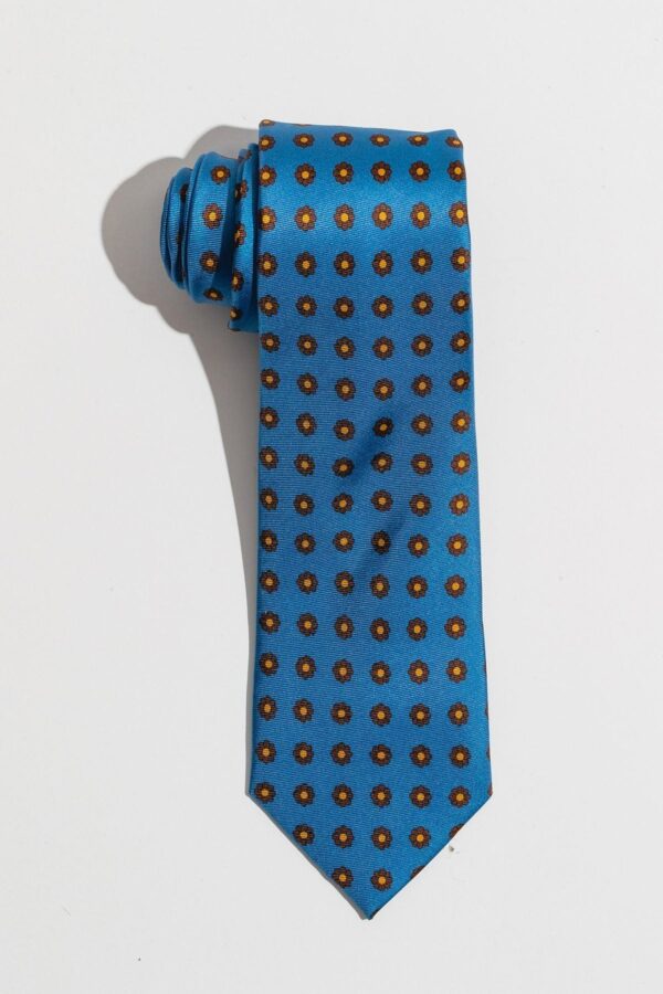 Light Blue Flower Silk Tie