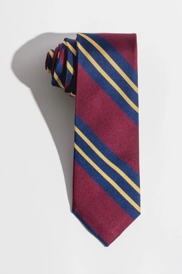 Miles Burgundy Striped Silk Tie