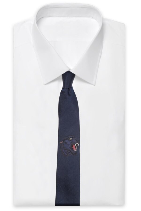 Navy Panther Silk Tie