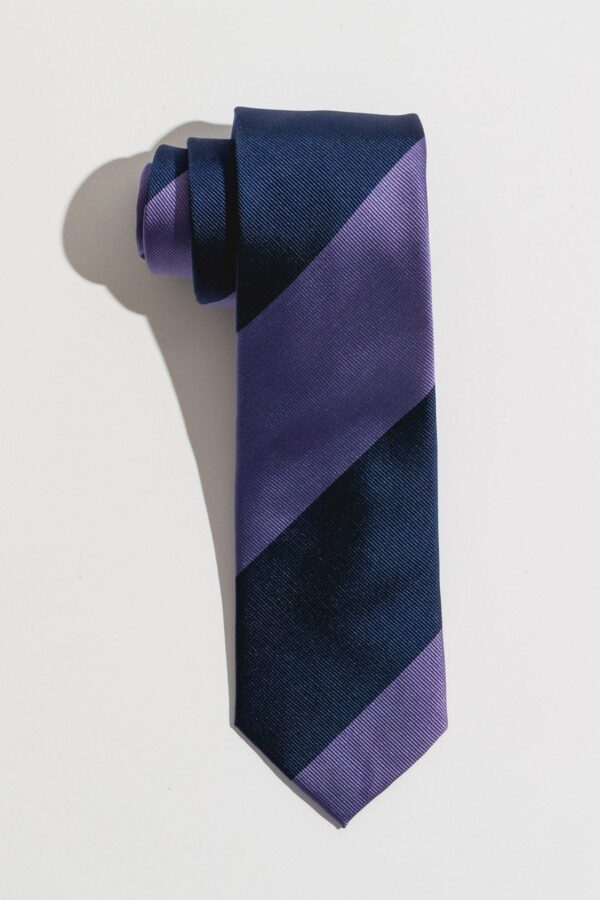 Navy Purple Block Silk Tie